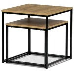 Set 2 ks odkládacích stolků, MDF, dekor divoký dub, kov, černý lak