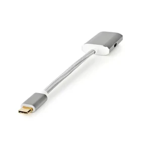 Nedis USB-C - DisplayPort a USB-C stříbrná / Adaptér / USB 3.2 Gen 1 / PD / 4K 60Hz / 0,2 m / Opletený (CCTB64480AL02)