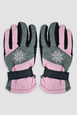Dívčí lyžařské rukavice Noviti RN054 květiny 18 cm