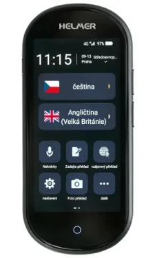 HELMER OTR 212 4G černá / Inteligentní hlasový překladač / 109 jazyků / mikrofon / foto sken / WiFi / 4G (hlmotr212)