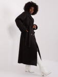 Černý zimní kabát z ovčí kůže s kapsami