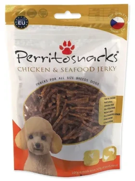 Perrito Pochoutka kuře a mořské plody jerky 100g / Pamlsky pro psy / Superpremium / Bez obilovin (5513-640018)