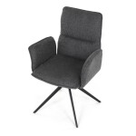 Židle jídelní, šedá látka, 360° vratný mechanismus, černý kov