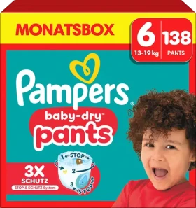 Pampers Baby Dry 13-19kg (138 ks) / plenkové kalhotky / velikost 6 (13-19kg) (8006540710791)