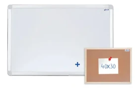 AVELI Magnetická tabule 90x60 cm / hliníkový rám / set s korkovou nástěnkou 40x30 cm (SET-00091)