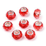 Korálky evropského typu - 14 x 8,5 mm - dvoubarevné - 1 ks Dvě barvy: Červenobílá