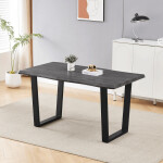 Stůl jídelní, 140x80x75 cm, MDF deska, dekor šedý dub, kovová nohy ve tvaru U, černý matný lak