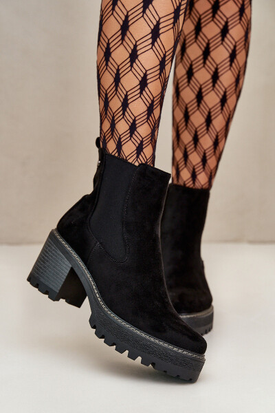 Dámské Botky Zateplené Na Podpatku Eko Semišové Černé Irissinae 40
