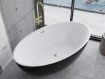 MEXEN/S - Nike volně stojící vana 175 x 100, bílá/černá, sifon a přepad zlatá kartáčovaná 54071751075-55