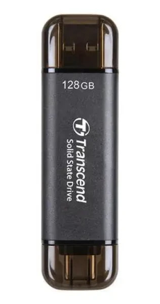 Transcend ESD310C 128GB černá / Externí SSD disk / USB-A/C 3.2 Gen 2 / R: 1050 MB/s / W: 700 MB/s (TS128GESD310C)