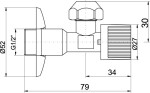 NOVASERVIS - Rohový ventil bez filtru 1/2"x 3/8" s matkou CF3003/10M