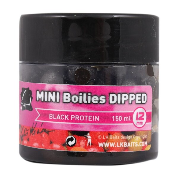 LK Baits MINI Boilies v dipu 12mm 150ml - Black Protein,LK Baits MINI Boilies v dipu 12mm 150ml - Black Protein