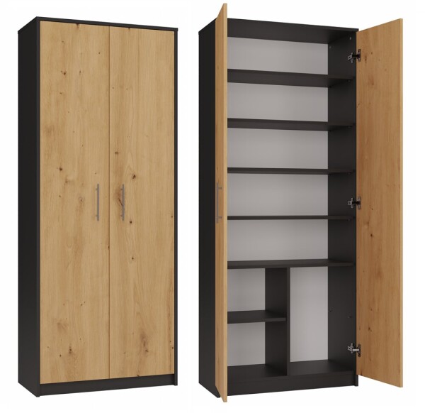 FRONTI Skříň OLIV 2D Antracit + dub artisan
