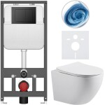 CERANO Kompletní WC set Basic/Cesso - bílá lesklá - WC tlačítko Maxio/Černá - závěsné - předstěnová instalace - 49x36 cm - 8050BD85993