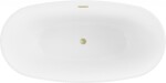 MEXEN/S - Eris volně stojící vana 155 x 80, bílá/černá, sifon a přepad kartáčované zlato 53441558075-55