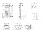 GEBERIT - Duofix Set předstěnové instalace, klozetu a sedátka Tece One, tlačítka Sigma01, Rimless, SoftClose, matný chrom SANI11CT2100