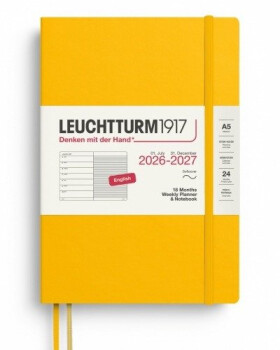 Týdenní plánovač Zápisník Sunflower, Wochenk. Notebook Medium A5 2027, 18měs., Softcover, anglicky