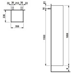 Laufen - Base Vysoká skříňka, 165x35x34 cm, 1 zásuvka, 2 dvířka, panty vpravo, šedá H4027111102661