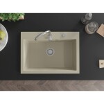 MEXEN - Elix granitový dřez 1-miska 700 x 500 mm, béžový, sifon chrom 6526701005-69