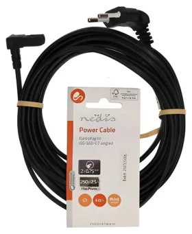 Nedis Napájecí kabel Euro - IEC-320-C7 černá / Napájecí kabel / oboustranně úhlový 90° / poniklované / 5 m (CEGL11075BK50)