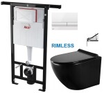 ALCA Předstěnový instalační systém s bílým tlačítkem M1710 + WC MEXEN LENA ČERNÁ Rimless + SEDÁTKO AM102/1120 M1710 ME01