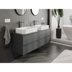 MEXEN/S - Orio koupelnová skříňka pod umyvadlo 140 cm s deskou, 2 zásuvky, grafit mat 91A10-14047-2-BFFC66