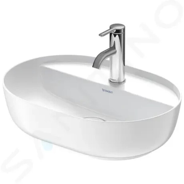 DURAVIT - Luv Umyvadlo na desku, 500x350 mm, bez přepadu, s otvorem pro baterii, WonderGliss, bílá/matná bílá 03805026001