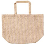 Ib Laursen Prošívaná bavlněná taška Mustard/Light pink thin stripes, oranžová barva, textil