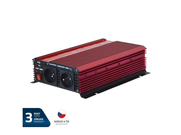 Měnič napětí GETI GPI 1612 12V/230V 1600W USB - zánovní