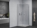 MEXEN/S - Pretoria otevírací sprchový kout 90x90, sklo transparent, chrom + vanička 852-090-090-01-00-4010