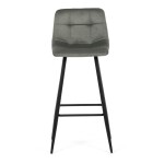 Židle barová, zelená látka, čtyřnohá kovová podnož, černý mat