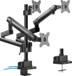 Maclean MC-811 černá / Stolní držák pro tři monitory / 17-27" / VESA 75x75-100x100 / nosnost 21 kg / 2x USB 3.2 (MC-811)