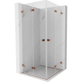 MEXEN/S - Lunar-F Duo sprchový kout skládací dveře 90 x 90, transparent, růžové zlato 836-090L-090P-60-00