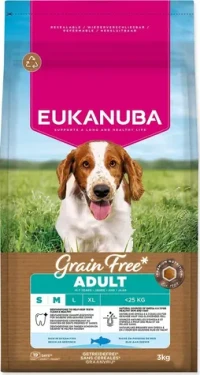 Eukanuba Grain Free Adult Small Medium mořská ryba 3 kg / Granule pro psy / pro malá a střední plemena (1764-201478)