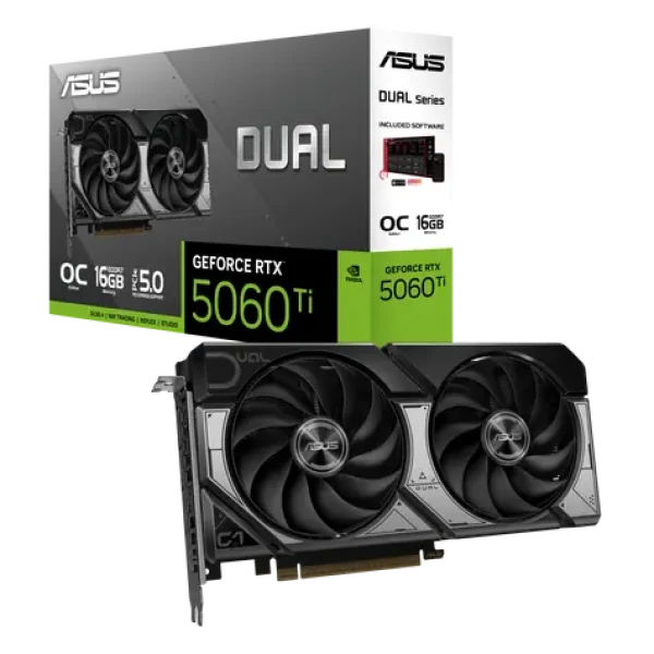 Asus DUAL GeForce RTX 5060 Ti OC 16GB / 2632MHz / 16GB GDDR7 / 128-bit / 1x HDMI + 3x DP / 550W (8) (90YV0MH0-M0NA00)