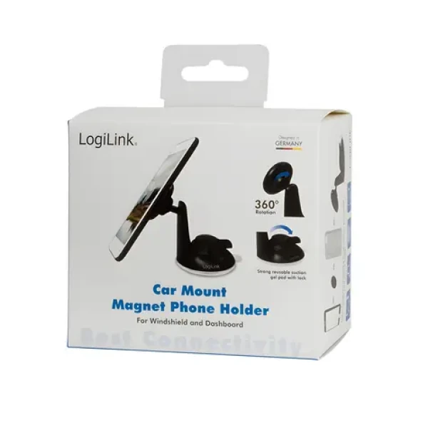 LogiLink magnetický držák na mobil do auta černá / Držák / Přísavka / 360° / 4-6" / plast (AA0110)