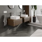 MEXEN/S - Rivel koupelnová skříňka pod umyvadlo 60 cm s deskou, 1 šuplík, reliéf , ořech 91A20-06023-1-BFC86