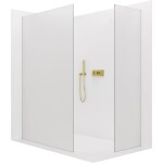 CERANO Sprchová zástěna Walk-in Crystal T L/P - 8 mm - bezvzpěrový systém - zlatá, mléčné sklo - 80x60x200 cm