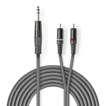 Nedis Stereo Audio kabel jack 6.35 mm (M) - 2x RCA (M) 3.00 m tmavě šedá (COTH23300GY30)