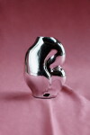 HK living Skleněná váza Gleam Chrome 900 ml, stříbrná barva, sklo