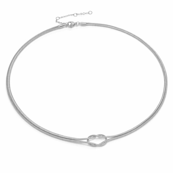 Náhrdelník z chirurgické oceli s propleteným uzlem Inés, Stříbrná 38 cm + 5 cm (prodloužení)