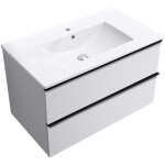 CERANO - Koupelnová skříňka Velora - bílá matná, úchytka černá + keramické umyvadlo Todo - 81x55x46,5 CER-665146
