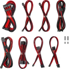 CableMod PRO ModMesh C-Series černo-červená / Sada kabelů / Corsair RMi RMx / 12VHPWR / Dual StealthSense (CM-PCSR-16X2KIT-NKKR-R-SS)