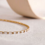 Náramek z chirurgické oceli Eugenia - tennis náramek, čiré zirkony, Zlatá 16 cm + 5 cm (prodloužení)