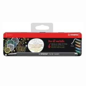STABILO® Pen 68 metallic - 6 ks sada v plechu se závěsem - 6 různých metalických barev (6806/8-31)