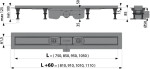 Alcadrain Podlahový žlab s okrajem pro perforovaný rošt nebo vložení dlažby APZ12-850 APZ12-850