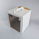 Cake star dortová krabice CINDY pevná bílá dvě okna 33x33x40cm