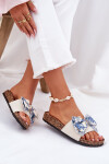 Dámské pantofle s mašlí na korkové platformě modré Lisandrea 38