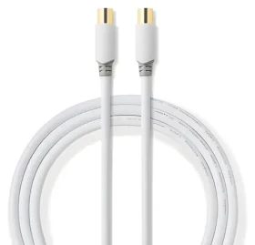 Nedis Koaxiální kabel bílá / Kabel / IEC Koax zástrčka-zásuvka / Pozlacené / 75 Ohm / Dvojité stínění / 5 m (CSBW40015WT50)