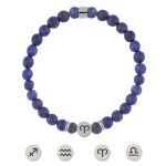 Náramek znamení zvěrokruhu Zodiac - 6 mm lapis lazuli, 12 druhů, Kozoroh (22.12. - 20.1.) Modrá 25 cm